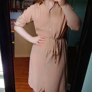 Club Monaco Silk Blush Pink Button Shirt Dress